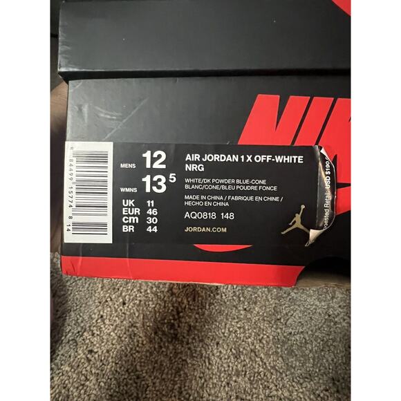 Size 12 - Jordan 1 Retro OG x Off-White High UNC